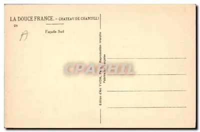 Zamek w Chantilly — Front południowy — Édition d'Art YVON, Paryż — Rewers
