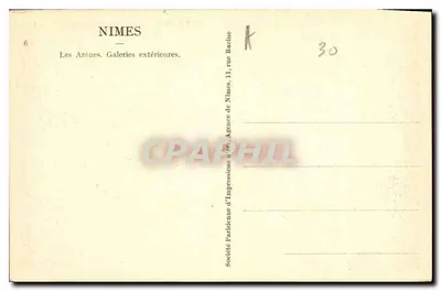 Nîmes — Les Arènes. Galerie zewnętrzne. — Spółka Parfaitienne druku artystycznego, Agencja w Nîmes — Rewers