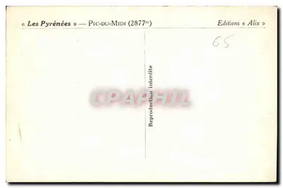Jezioro Niebieskie — Pic du Midi (2877 m) — Wydawnictwo Alix, nr 18 — Rewers