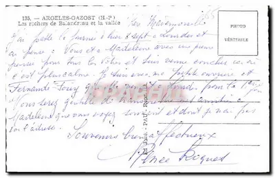 Los roquedos de Balanérat y la valle — Argeles-Gazost (H-P) — Ed. Jove - PAU - Répr. 135 — Reverso
