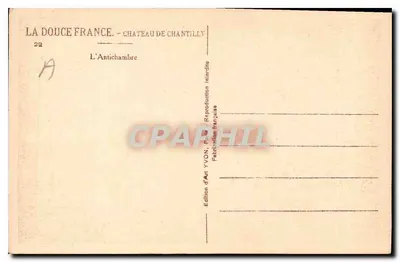 Zamek w Chantilly — Antykameralnia — Wydawnictwo YVON, Francja — Rewers