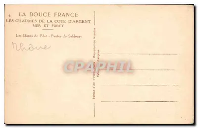 Le Dune di Pilat - Pendii del Sabloney — I Charmi della Costa d'Argento, Mare e Foresta — Edizione d'Arte YVON, Parigi — Verso