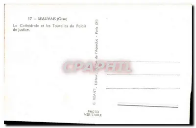Beauvais — Katedra i wieże Pałacu Sądownictwa — G. REANT, Paris — Rewers