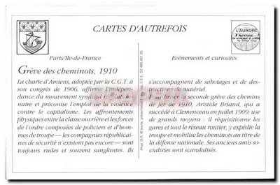 Greve dos Ferroviários — 1910 — F.P. Paris — Verso