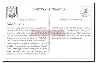 La Matelassière — I piccoli mestieri parigini — Artichende, 30 Rue Ad. Thiers, Bolougne-sur-Mer — Verso