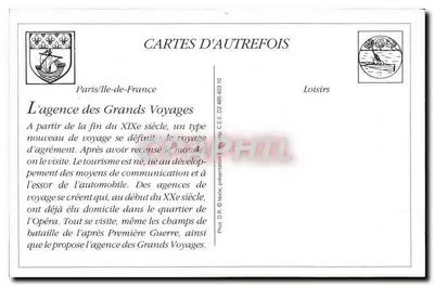 Partida de um Circuito da Agência dos Grandes Viagens — 38, Boulevard des Italiens, Paris — editor desconhecido — Verso