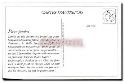 Nue — pose fatale — Cartes d'Autrefois, serie 23 — Reverso