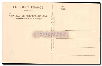 Castelo de Pierrefonds — Colunata da Cour d'Honneur — Les Éditions d'Art Yvon, Paris — Verso