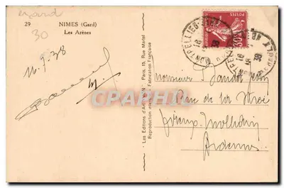 Nîmes - Die Arenen — Editions d'Art Martel, Nr. 30 — Rückseite