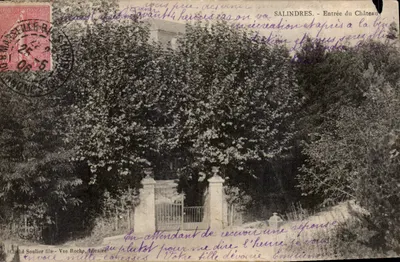 Bilhete postal antigo Salindres Entrada do Castelo