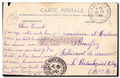 Bilhete postal antigo Salindres Entrada do Castelo — Verso