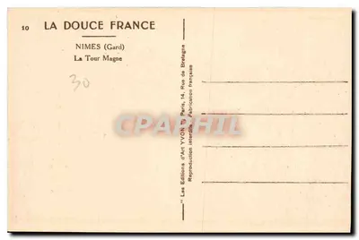 Nîmes (Gard) — A Torre Magne — Éditions d'Art YVON — Verso