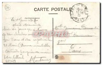 Nîmes — Ogród Fontaine, widok ogólny — A.R. — Rewers