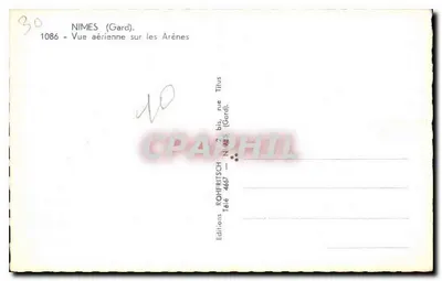 Nîmes (Gard) — Visão aérea das Arênes — Éditions ROHFRITSCH — Verso