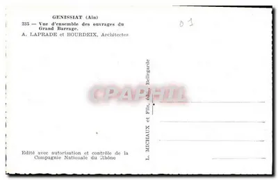 Genissiat (Ain) — Ogólny widok obiektów Wielkiego Zbiornika — L. Michaux i Synowie, wyd. — Rewers