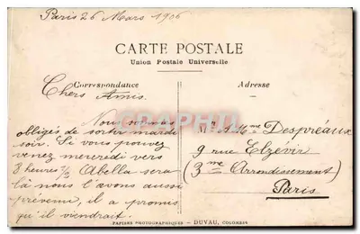Statua robotnika — Delaigue — Papier Fotograficzny Duvau, Colombes — Rewers