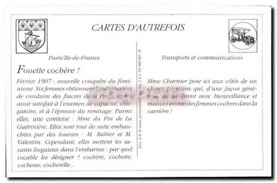 Paris-Moderne — Kobiety cochères — C.M. n°932 — Rewers