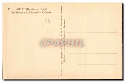 St-Honorat des Aliscamps — Wejście — Wydawnictwo Sztuki Yvon, Paryż — Rewers