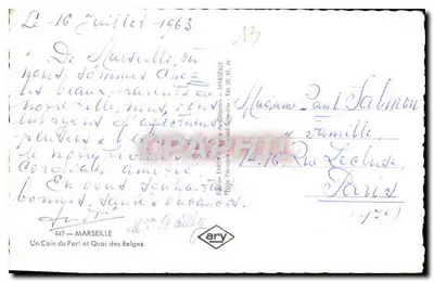 Marseille — Um Canto do Porto e Quai dos Belgas — Edição Tardy, n° 449 — Verso