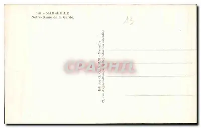 Nossa Senhora da Guarda — Marselha — Edição G. GAMBINI — Verso