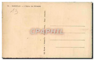 Marseille — A Igreja dos Reformados — Ed. Ryner — Verso