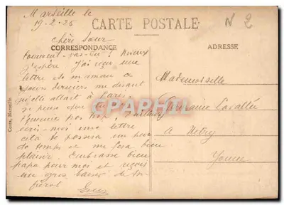 Marseille - La Bourse — widok placu z fontanną i budynkiem — Rewers