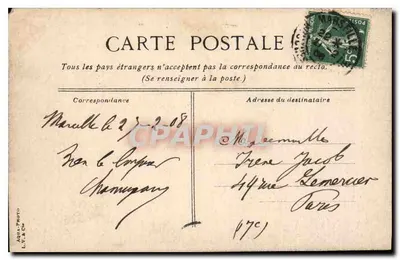 Marseille - het Paleis van Justitie — beeld voor het gebouw — L.V. & Cie — Achterkant