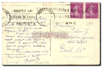 Bilhete postal antigo Grenoble l'Isere e a Cadeia de Belledonne — Verso