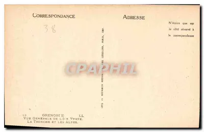 Grenoble — Vista geral da Tronche e as Alpes — Editor Lefèvre, Paris — Verso