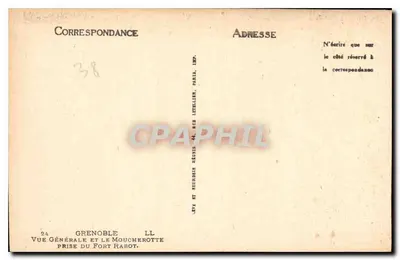 Grenoble — Ogólny widok i Fort Rabot — Wydawca LL, Paryż — Rewers