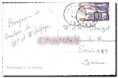 Claix (Isère) — Wodospad — Fotomarke MA.74 — Rewers
