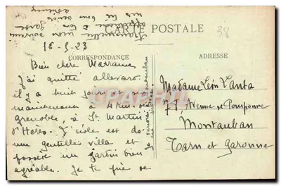 Grenoble — Ogród Dauphinów — Perspektywa na miasto — z terasy Dolle — wydawca E.R. n°1588 — Rewers
