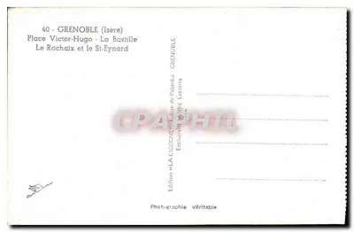 Grenoble (Isère) — Place Victor-Hugo, La Bastille, Le RachaiX e o St-Eynard — Edição « La Cigogne » — Verso