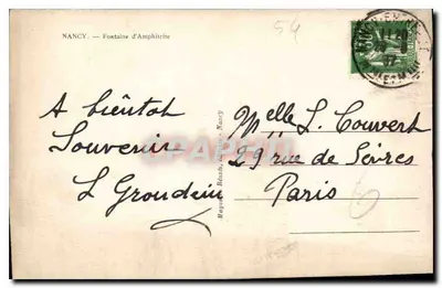 Nancy — Fontaine d'Amphitrite — Magnat, éditeur, Nancy — Verso