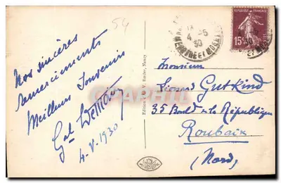 NANCY — Hémicycle Place Carrière — wydanie G. V. Reeder, n° 309 bis — Rewers