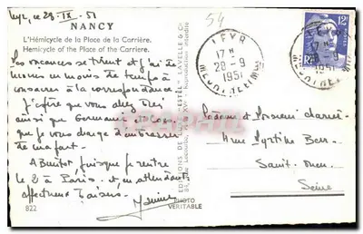 Nancy — O Hémiciclo da Praça da Carrière — Estel — Verso
