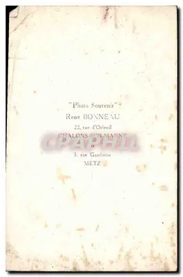 Jeune homme en uniforme — studio — René Bonneau, Châlons-sur-Marne & Metz — Verso