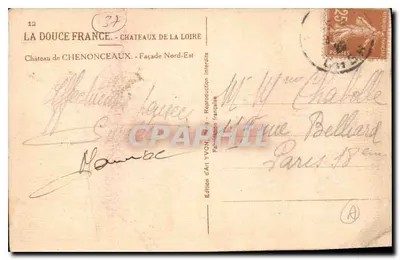 Zamek Chenonceaux — Façada Północno-Wschodnia — Wydawnictwo Art YVON — Rewers