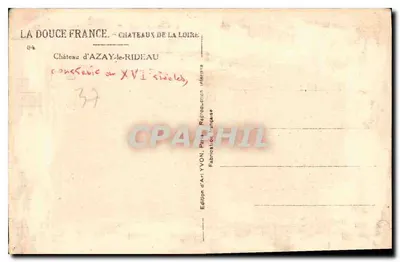 Kasteel d'Azay-le-Rideau — Kastelen van de Loire — Artistieke uitgave YVON, Parijs — Achterkant