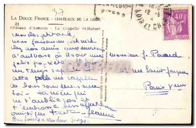 Zamek w Amboise — kaplica św. Huberta — widok z zamku — Yvon — Rewers
