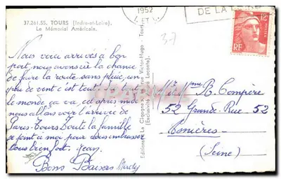 Tours (Indre-et-Loire) — O Memorial Americano — Éditions André Cigogne — Verso