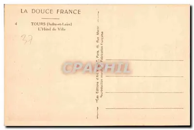 Tours — Widok na Hotel de Ville — Wydawnictwo Yvon — Rewers