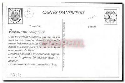 Saint-Avertin (Loir-et-Cher) — Restaurante Fouqueux — H.B. - 2 — Verso