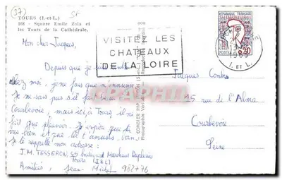 Tours — Square Émile Zola e os Tours da Catedral — Combiér Imp. (Série 37) — Verso