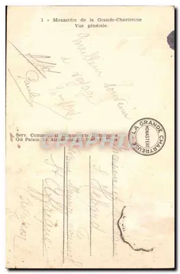 Klasztor Grande-Chartreuse — Ogólny widok — Serwis Komercyjny Monuments Historiques, Paryż — Rewers