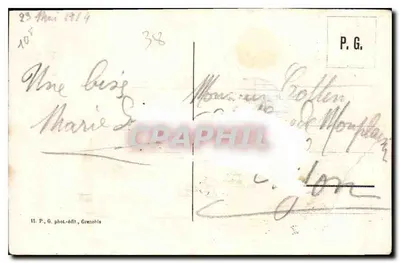 Grenoble — Widok ogólny, most Francji i ulica Saint-André, widok z ogrodu Dauphins — Rewers