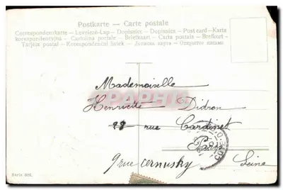 Fiolety — widok młyna wiatrowego — seria 802, wydawca nieodczytelny — Rewers