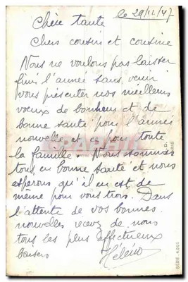 Bloemen en winterlandschap — Ansichtskarte — D. Paris, serie 4.000 — Achterkant