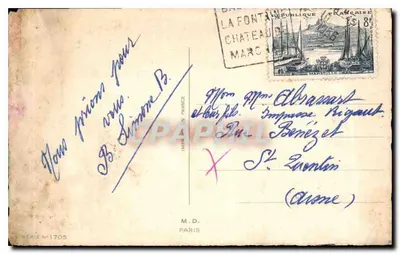 Kwiaty i krajobraz — Pamiątka z NMP LIESSE — seria 1705, wydawca M.D. PARIS — Rewers