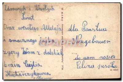 Easter Basket — Colored Eggs, Flowers and Fruits — Publisher Chromat, no. 702 — Back